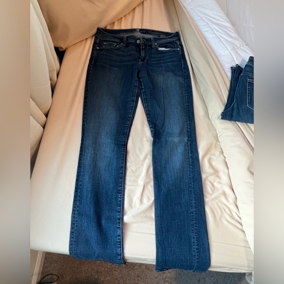 7 For All Mankind Denim - 7 For All Mankind Womens Stretch Straight Leg Pockets Denim Jeans Blue Size 28